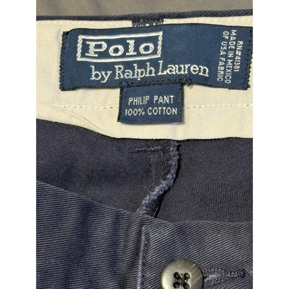 Vintage Polo Ralph Lauren Philip Pant‎ Classic Chino Navy Blue 38x30 (38x31) - Picture 3 of 9